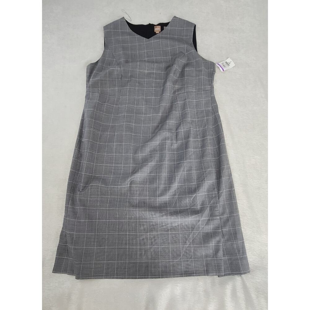 Boss Trabaldo Togna 1840 Wool Plaid sheath dress black plaid Size 18 academia - Picture 4 of 9